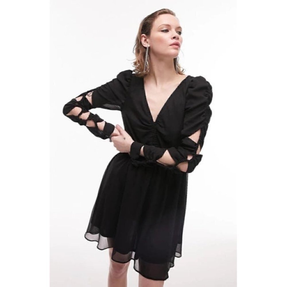 Top Shop Cutout Long Sleeve Minidress 6